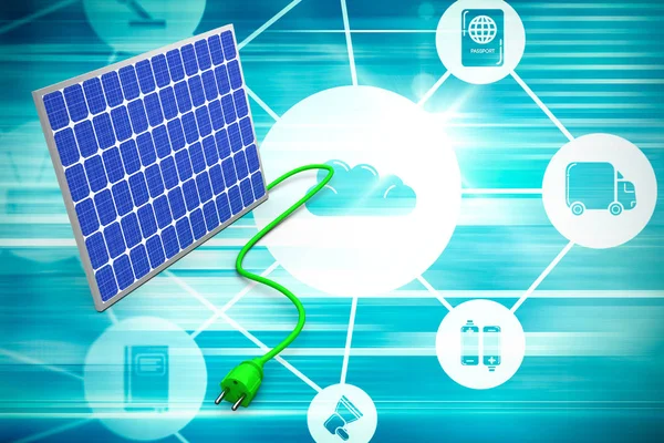 Digital composite of 3d solar panel — Stock Photo, Image