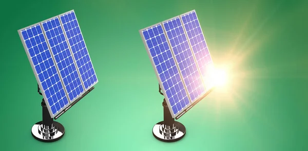 Digitale composiet van 3D-zonnepanelen — Stockfoto