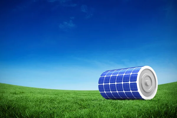 Imagem composta de 3d bateria solar — Fotografia de Stock