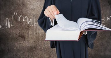 Grunge önünde tutarak kitap yargıç 