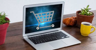 Dizüstü bilgisayarınızın ekranında alışveriş sepeti