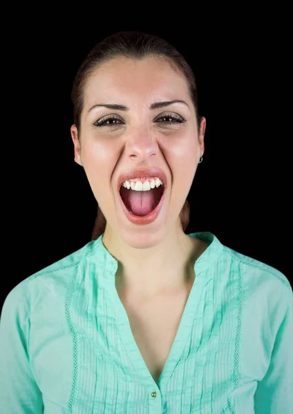 Mulher gritando com chapéu preto — Fotografia de Stock