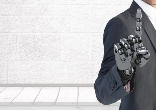 Robô Android Empresário mão apontando — Fotografia de Stock