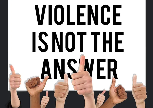 Kciuk w górę przemocy nie jest odpowiedź — Zdjęcie stockowe