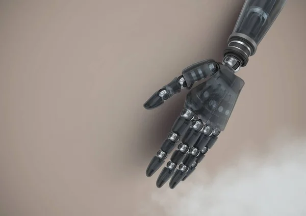 Android Robot mão com fundo marrom — Fotografia de Stock
