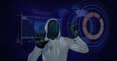 Sanal ekran dokunaklı hacker dijital bileşik görüntü