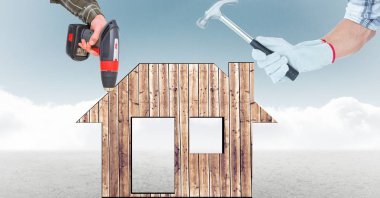 Eller ev araçları kullanarak dijital bileşik görüntü