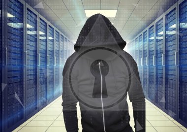 Yüz kesmek dışarı siyah jumper hacker ile 