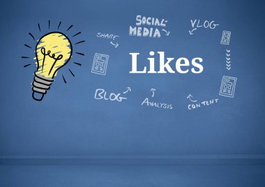Renkli ampul ve çizimler grafik metinle seviyor
