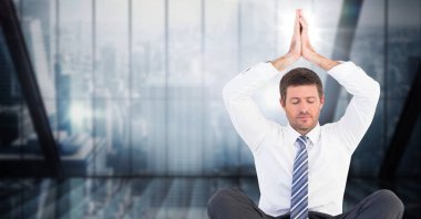 İş adamı ile meditasyon bitti baş eller