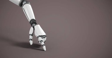 Brown ile gösteren bir android Robot el 