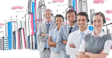 Customer service representatives with arms crossed clipart