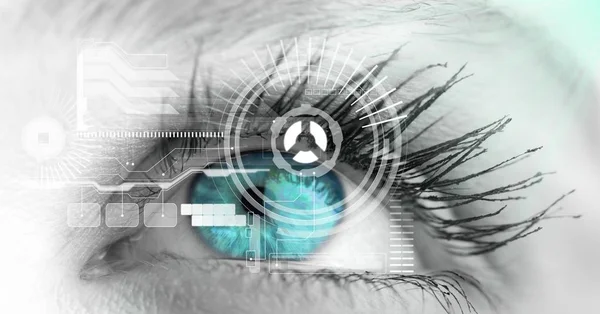 Close-up de olho com interface — Fotografia de Stock
