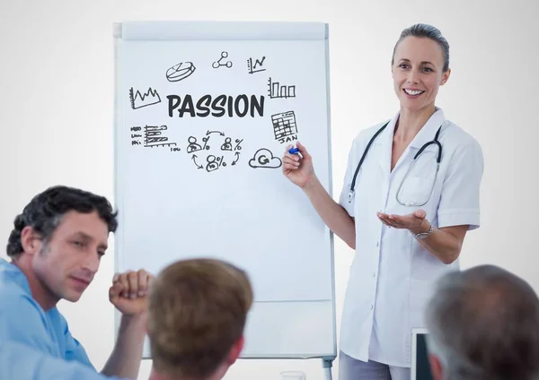 Gráfico médico e paixão em reunião — Fotografia de Stock