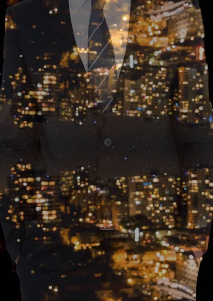 Upp och ner staden på natten på en kostym — Stockfoto