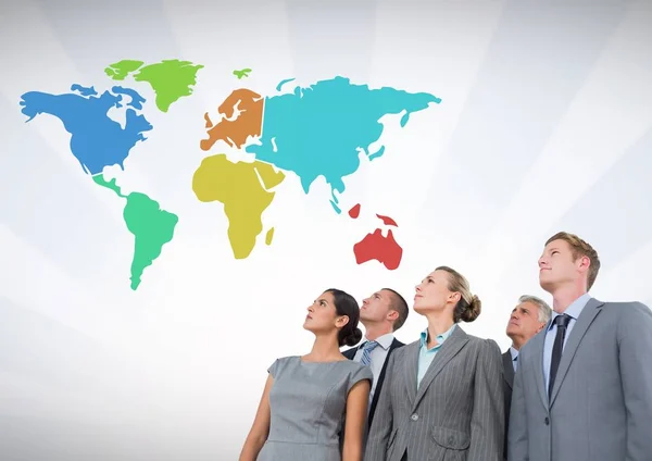 Business people looking at Colorful Map — Stock Photo, Image