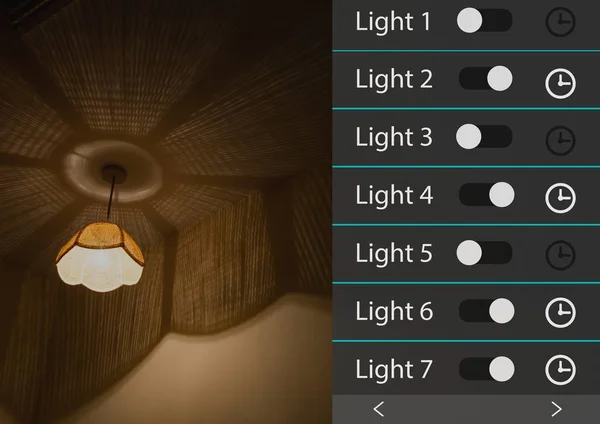 Sistema domótica iluminación App Interface — Foto de Stock