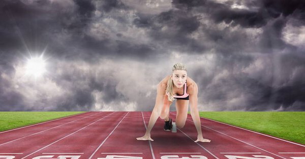 Composite image of woman at sport