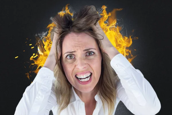 Woman shouting on man while fighting at home — Stock Photo, Image