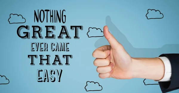 Thumbs up great things aren't easy — Stock Photo, Image