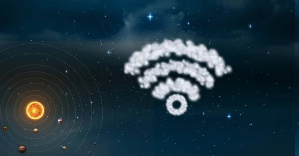 Segno WiFi fatto di texture nuvolosa nel cielo — Foto Stock