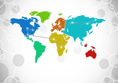 Bağlı arka plan ile renkli harita