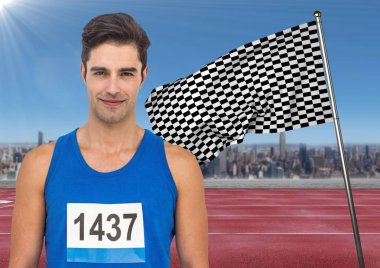 Parça forması üzerinde numarası ile erkek atlet 