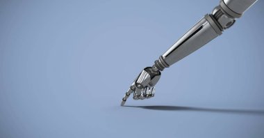 Android Robot el ile mor arka plan işaret