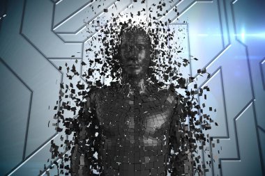 3d siyah erkek AI karşı mavi teknik desen dijital bileşik