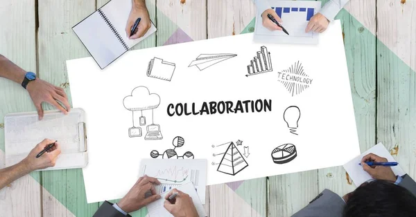 Collaboration text with icons — Stock Photo, Image