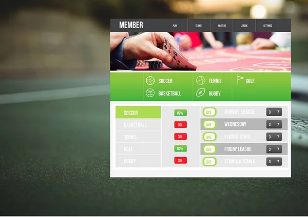 Wedden op tennis App Interface — Stockfoto