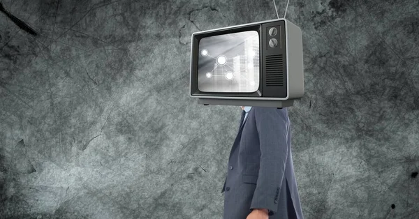 Τηλεόραση στο κεφάλι του επιχειρηματία — Φωτογραφία Αρχείου
