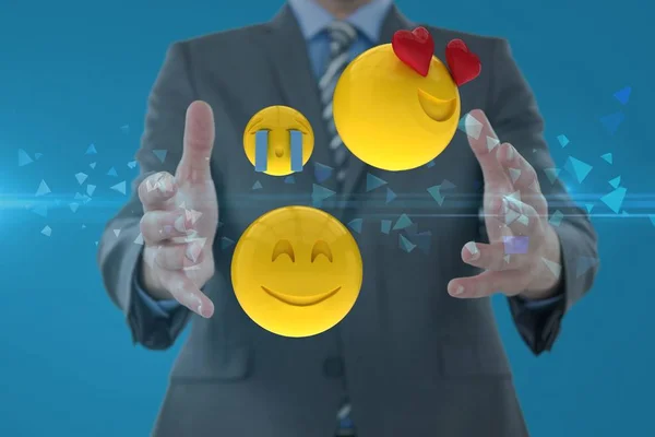 Immagine composita dell'uomo e smiley — Foto Stock