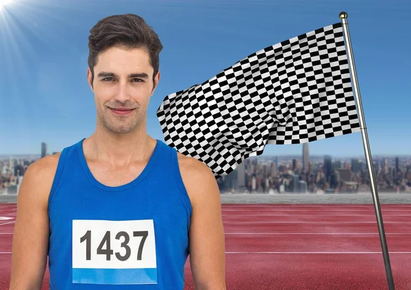 Parça forması üzerinde numarası ile erkek atlet 