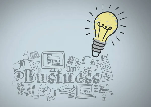 Лампочка с рисунками бизнес-графики — стоковое фото