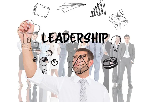 Grafica di leadership di fronte agli uomini d'affari — Foto Stock