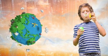 Sabun ile oynayan çocuk 