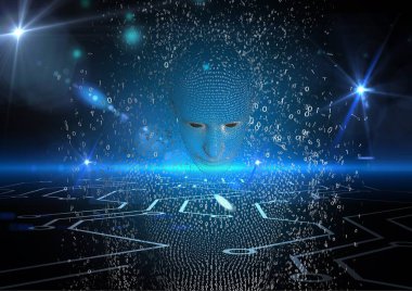 Dijital Görüntü 3D insan parlayan arka plan üzerinde oluşturulan