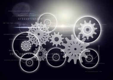 Beyaz dişli grafik parlama ile koyu arka plan