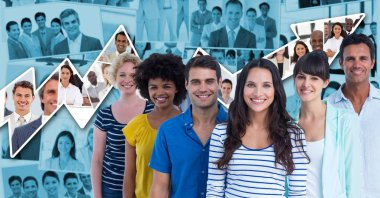  Grafik karşı gülümseyen rahat iş adamları