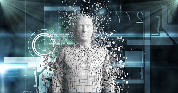 Цифровое комическое изображение трехмерного человека
