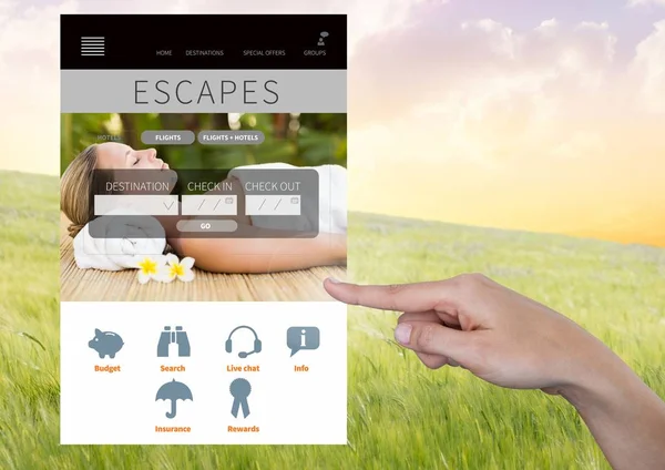 Pausa vacanza Hand Touching Escape App Interface — Foto Stock