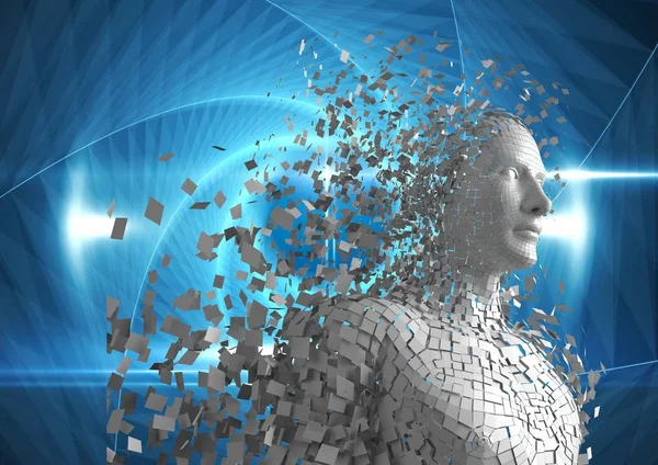 Cyfrowo wygenerowany obraz 3D człowieka na niebieskim tle — Zdjęcie stockowe
