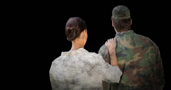 Back of soldier and wife — Stock Photo, Image