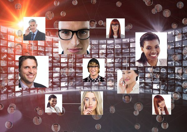 Цифровое композитное изображение летающих портретов
