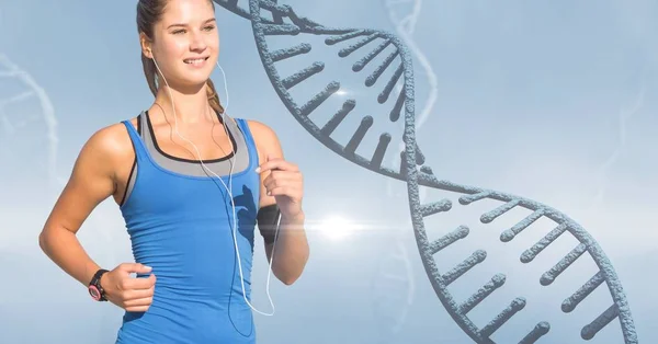 Woman listening to music — Stock Photo, Image