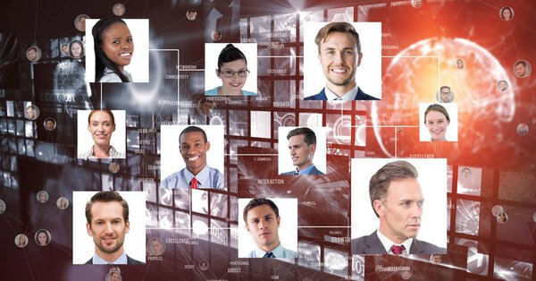 Цифровое композитное изображение летающих портретов
