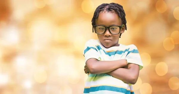 Arrogant boy standing arms crossed — Stock Photo, Image