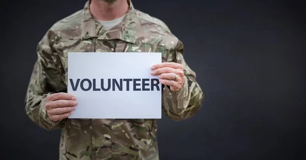 Orta bölüm Deniz Kuvvetleri kara tahta karşı gönüllü asker — Stok fotoğraf