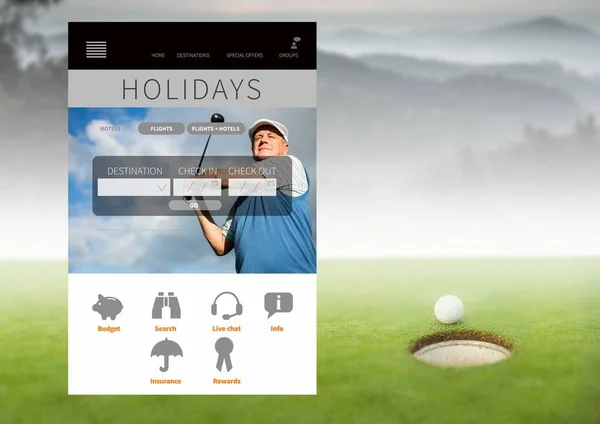 Golf Tatil molası App arabirimi — Stok fotoğraf